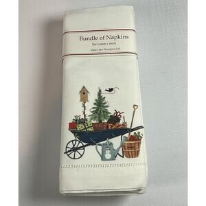 Mary Lake-Thompson Linen Napkins Country Christmas Holiday 18” x 18” Set/6 NWT